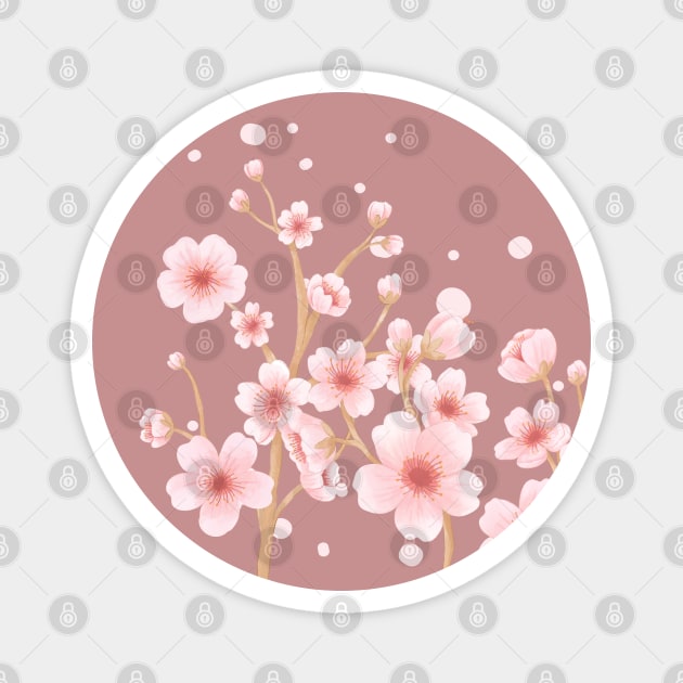 Pink Cherry Blossom Watercolor Floral Patterns Romantic Soft Delicate Magnet by SimpleModern